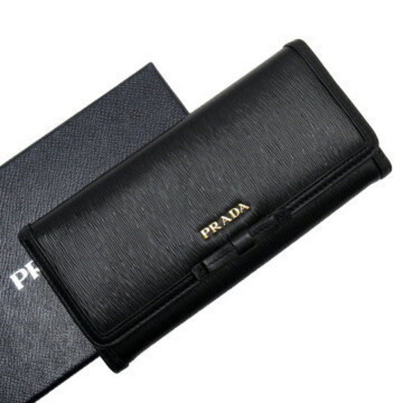 Prada Fold long Wallet Black leather - Picture 1 of 3